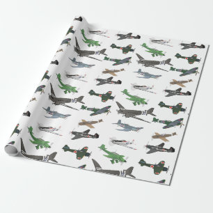 Papier Cadeau Motif de plusieurs avions 2ÈME GUERRE MONDIALE
