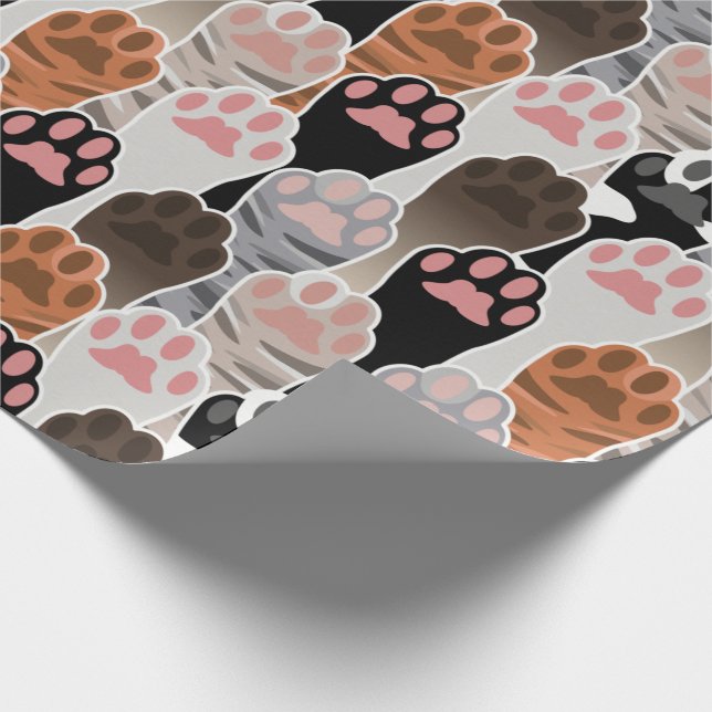 Papier Cadeau Motif de plusieurs pattes de chat (Coin)
