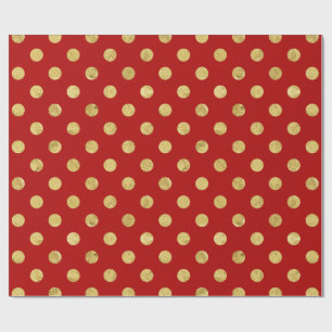 Papier Cadeau Motif de point élégant de polka de feuille d'or 