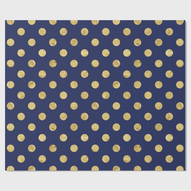 Papier Cadeau Motif de point élégant de polka de feuille d'or - (Plat)