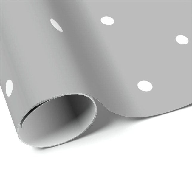 Papier Cadeau Motif de point gris et blanc de polka (Coin rond)
