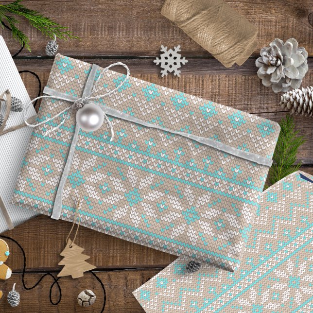Papier Cadeau Motif de pointillé9 Tan/Turquoise ID208 (Créateur téléchargé)