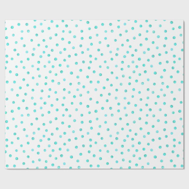 Papier Cadeau Motif de points blanc bleu turquoise de confettis (Plat)