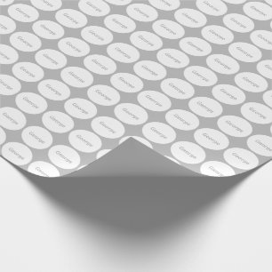 Papier Cadeau Motif de points blanc sur le gris avec le nom