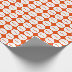 Papier Cadeau Motif de points blanc sur l'orange lumineuse avec