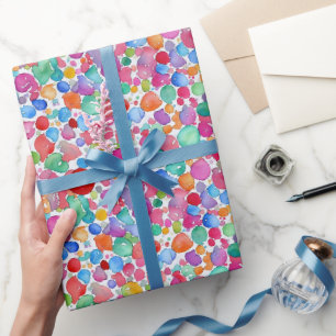 Papier Cadeau Motif de points d'aquarelle colorés Abstraits amus