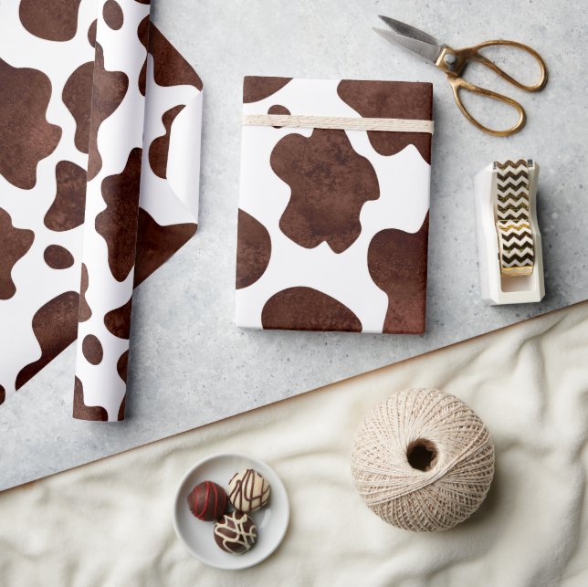 Papier Cadeau Motif de points de vache Brown et Poster de animal (Artisanat)