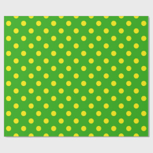 Papier Cadeau Motif de points jaunes sur fond vert