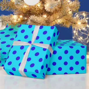 Papier Cadeau Motif de points polka cyan et bleu