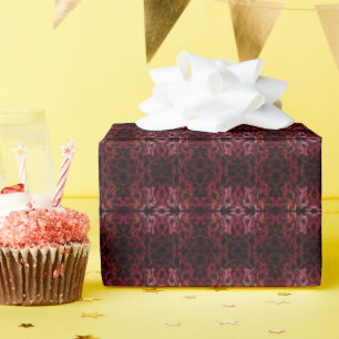 Papier Cadeau Motif de points roses et rouges et de gribouillis 