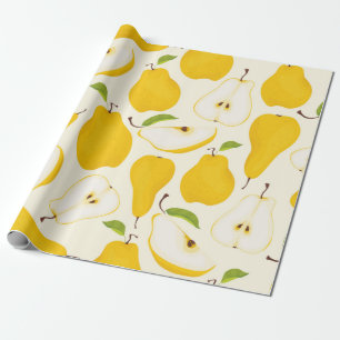 Papier Cadeau Motif de poire sans joint. Différentes poires frui