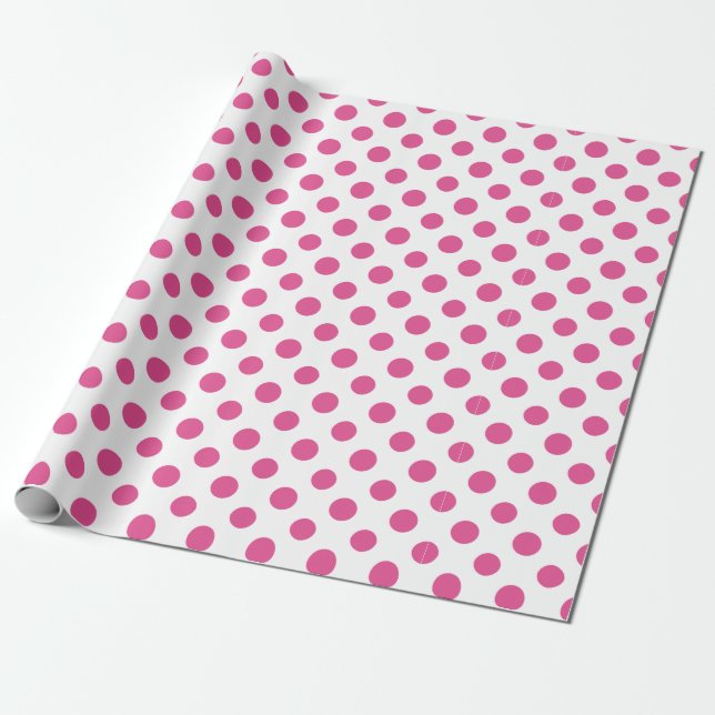 Papier Cadeau Motif de pois blanc de roses indien (Déroulé)