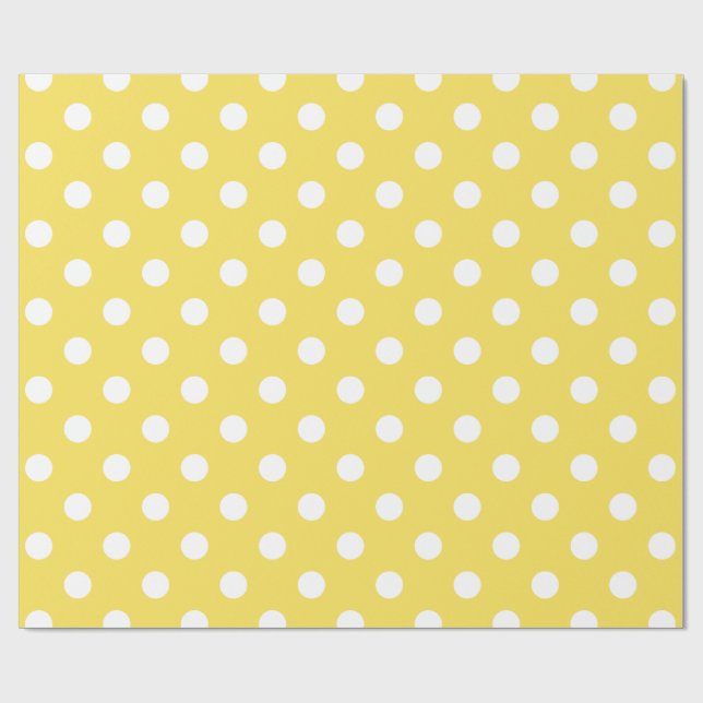 Papier Cadeau Motif de pois jaune (Plat)