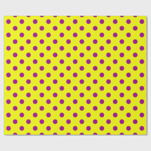 Papier Cadeau Motif de pois jaunes sur fond violet 