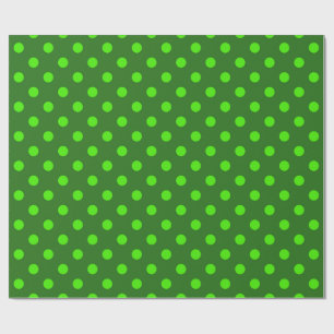 Papier Cadeau Motif de pois verts sur fond vert foncé 
