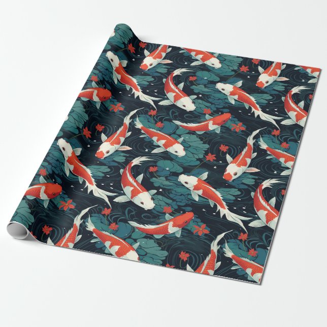 Papier Cadeau Motif de poisson koi sans apparence (Déroulé)