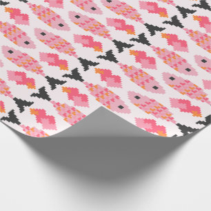 Papier Cadeau Motif de poissons et de cœurs en pixels