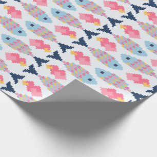 Papier Cadeau Motif de poissons et de cœurs en pixels