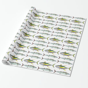 Papier Cadeau motif de poissons jauniers et wahoo