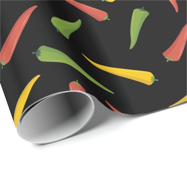 Papier Cadeau Motif de poivrons colorés (Coin rond)