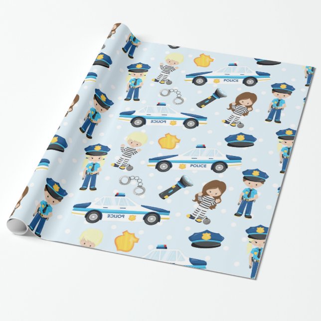 Papier Cadeau Motif de police (Déroulé)