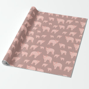 Papier Cadeau Motif de porc rose