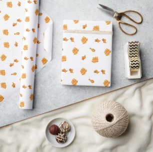 Papier Cadeau Motif de poulet et gaufres frits 
