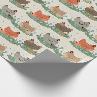 Papier Cadeau Motif de poulets pixels mignons