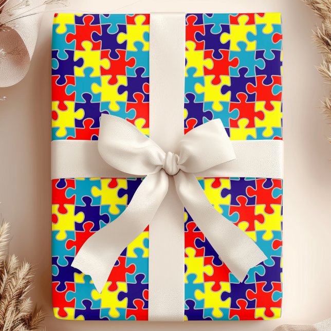 Papier Cadeau Motif de puzzle de sensibilisation à l'autisme Asp (Créateur téléchargé)