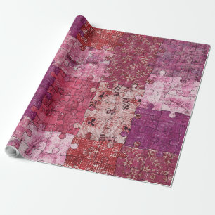 Papier Cadeau Motif de puzzle de tissu couleur transparente