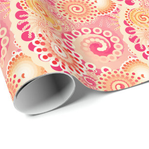 Papier Cadeau Motif de remous de fractale, corail, pêche