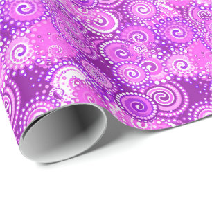Papier Cadeau Motif de remous de fractale, nuances de pourpre