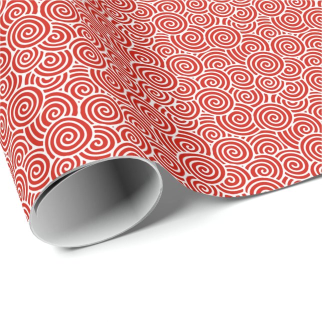 Papier Cadeau Motif de remous de Japonais - rouge-foncé et blanc (Coin rond)
