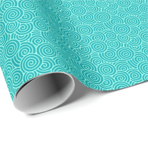 Papier Cadeau Motif de remous de Japonais - turquoise et aqua