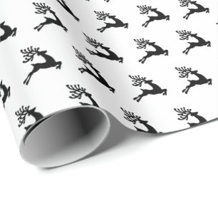 Papier Cadeau Motif de rennes noir et blanc