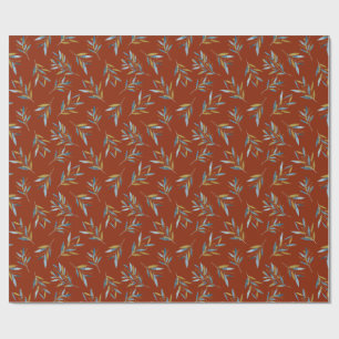 Papier Cadeau Motif de répétition botanique de Twigs avec or