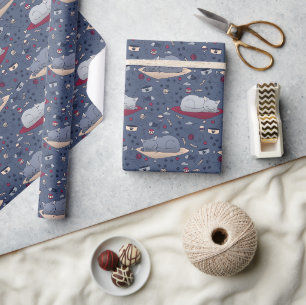 Papier Cadeau Motif de rêve de chats doux et confortable