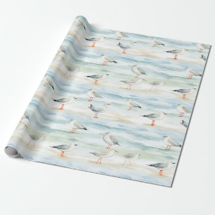 Papier Cadeau Motif de rivage de bécasseau côtier (6)