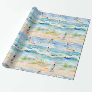 Papier Cadeau Motif de rivage du bécasseau côtier (2)