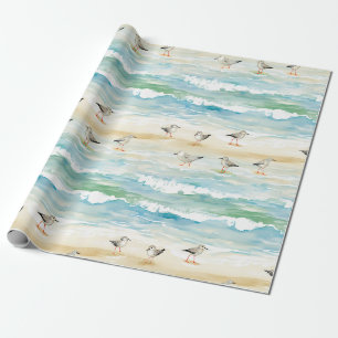 Papier Cadeau Motif de rivage du bécasseau côtier (5)