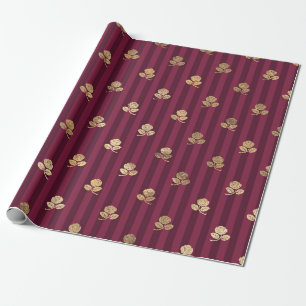 Papier Cadeau Motif de rose burgundy et or vintage Paris