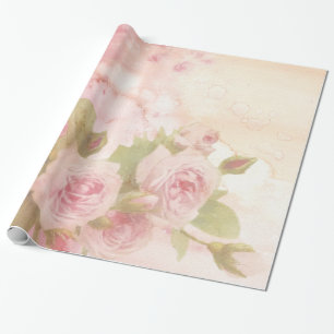 Papier Cadeau Motif de roses doucement roses
