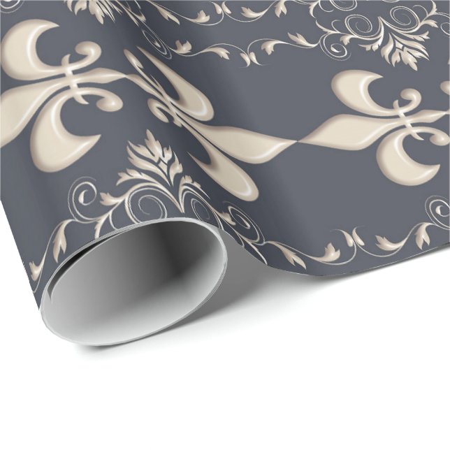 Papier Cadeau Motif de Royal.Fleur de Lis (Coin rond)