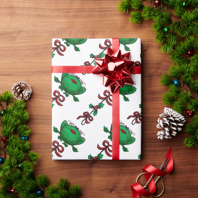 Papier Cadeau Motif de ruban de la grenouille de Noël (Cadeau de vacances)
