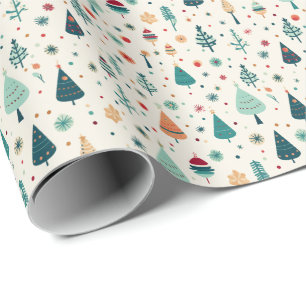 Papier Cadeau Motif de sapin de Noël Rétro minimal