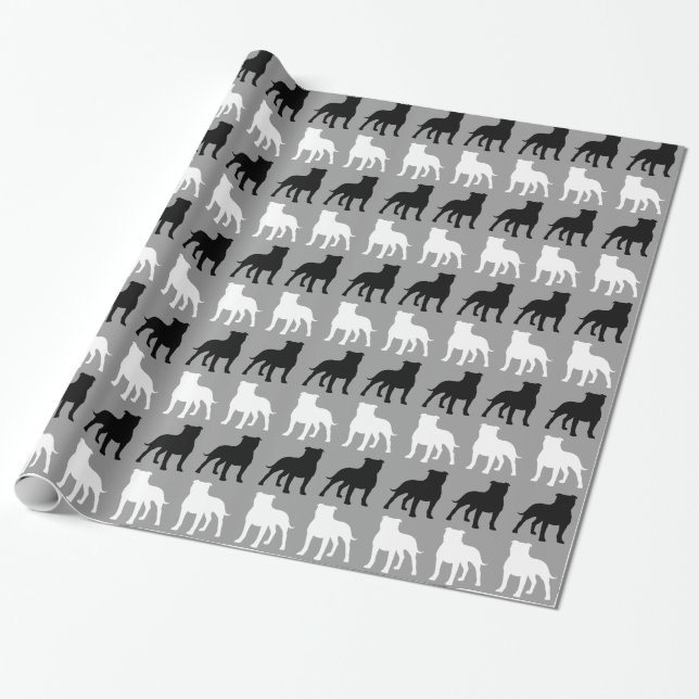 Papier Cadeau Motif de silhouettes de bull-terrier du (Déroulé)