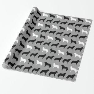 Papier Cadeau Motif de silhouettes de chien de traîneau sibéri