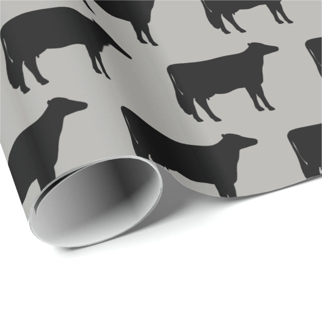 Papier Cadeau Motif de silhouettes de vache du Holstein (Coin rond)