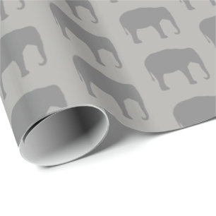 Papier Cadeau Motif de silhouettes d'éléphant asiatique
