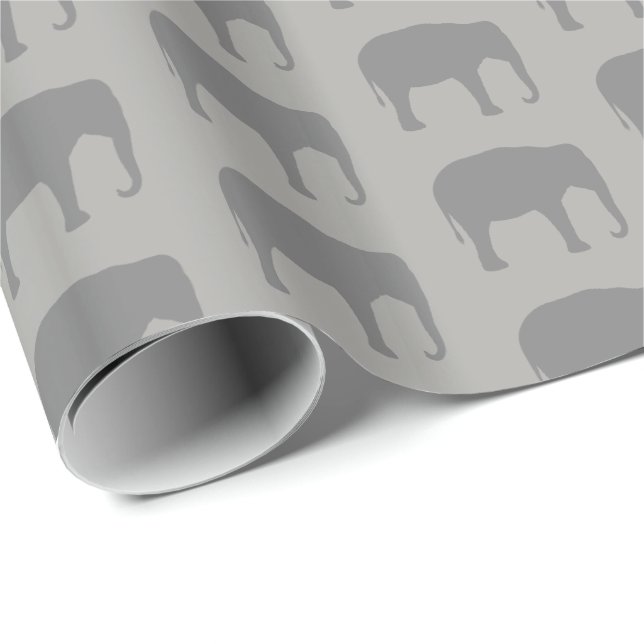 Papier Cadeau Motif de silhouettes d'éléphant asiatique (Coin rond)